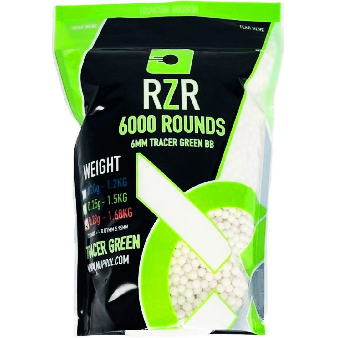 Nuprol RZR 0.28g Tracer Airsoft BBs – 6000 Rounds (Green) - Airsoft Assault